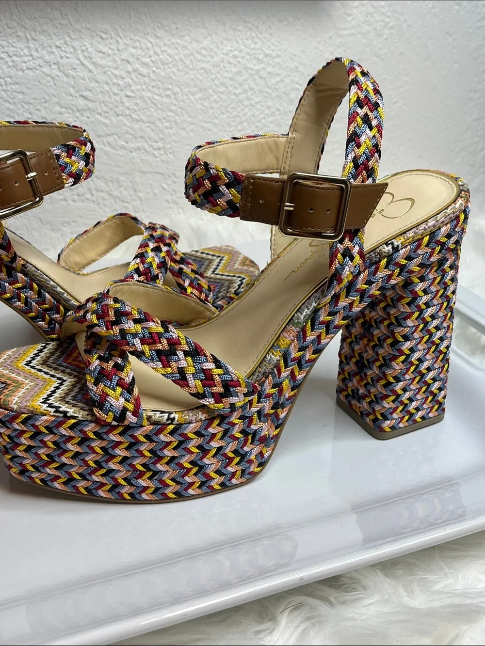 Jessica Simpson Multicolor Braided Platform Sandals